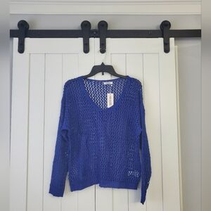 AI'MAGE Womens Crochet Top Long Sleeve Hollow Out Swim Cover Up. NEW!